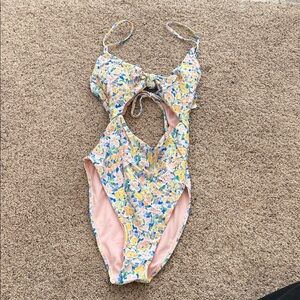 GB girls Multicolor Floral Cutout One-Piece Swimsuit